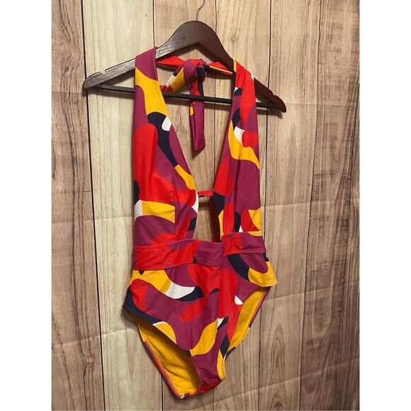 Adore Me XL Brinlee Contour one piece swimsuit red purple yellow sexy - Picture 2 of 9